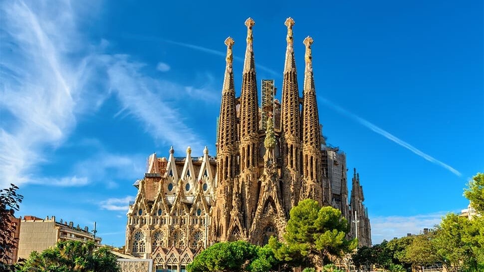 Nativity-facade-of-Sagrada-Familia-cathedral-in-Barcelona-spain