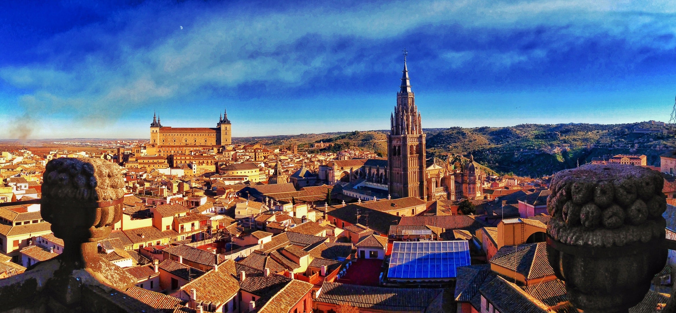 Cityscape view of Madrid, Spain, used as a travel inspiration background.
