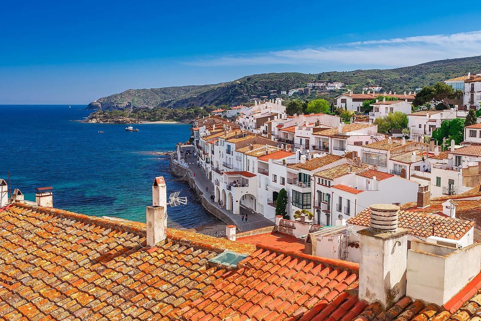 Aerial view of the Ocean from the coast of Cadaques
