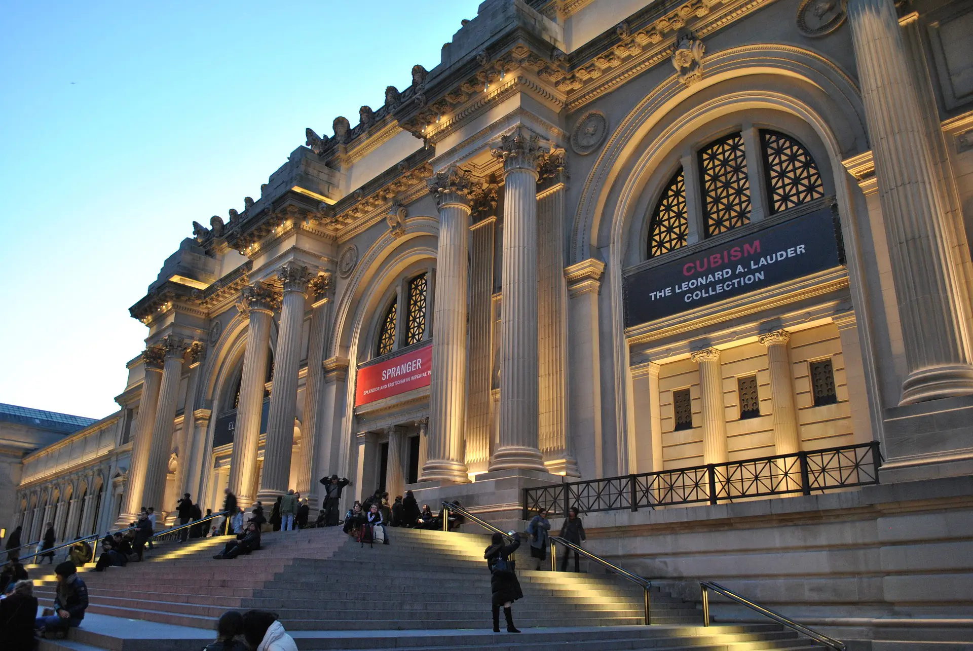 Visitors gather on the broad steps of the Metropolitan Museum of Art on Fifth Avenue, one of the world's greatest art museums and a New York City landmark