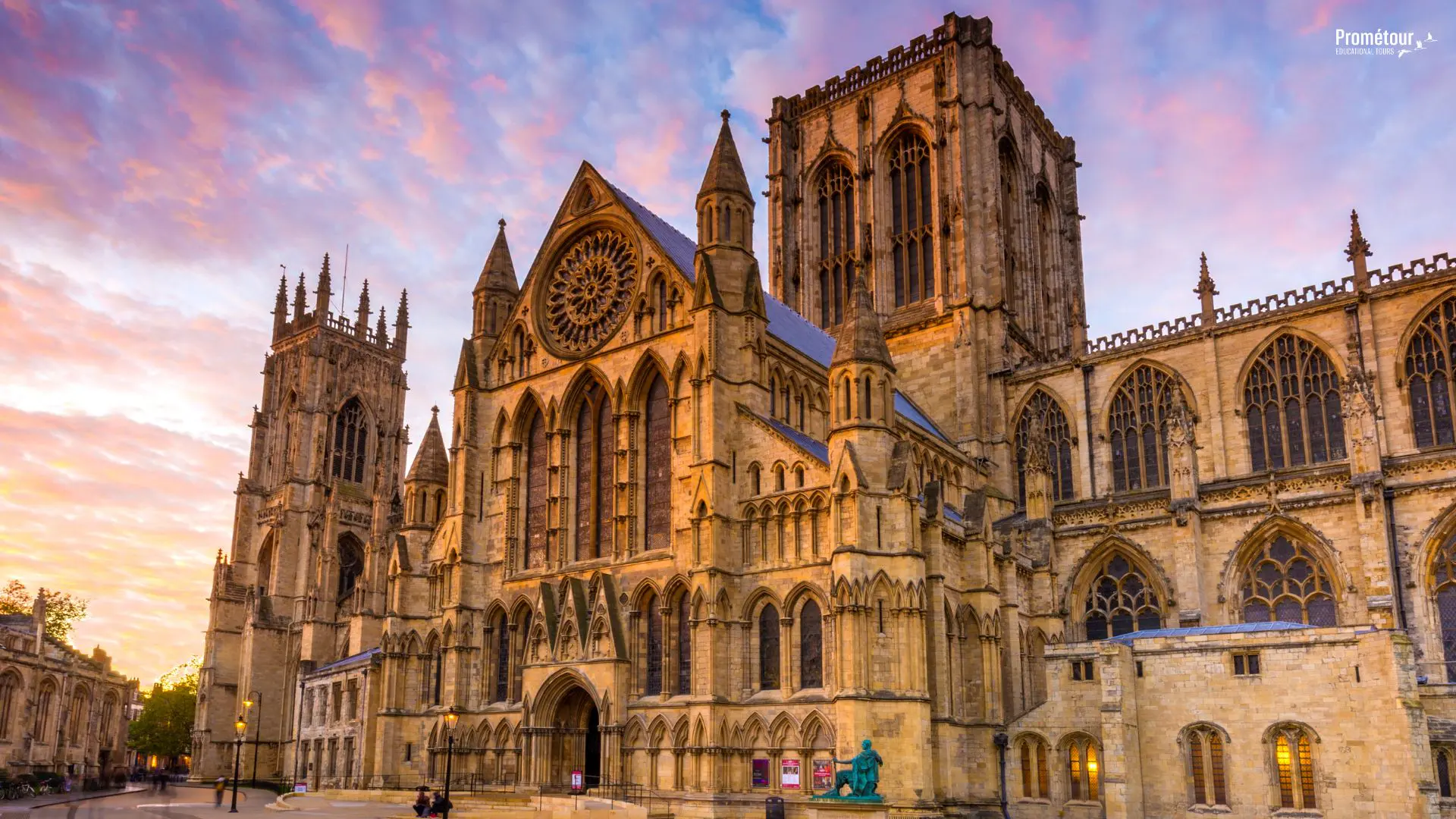 York Minster's soaring Gothic towers dominate the skyline of medieval York, one of England's most magnificent cathedrals