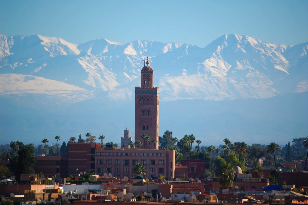 Marrakesh cityscape and gardens, Morocco